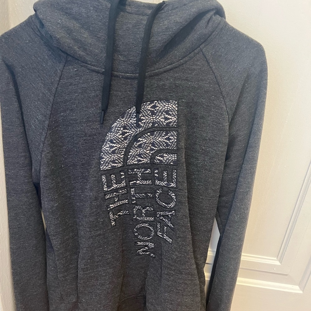 The North Face Grey lace logo sweatshirt
